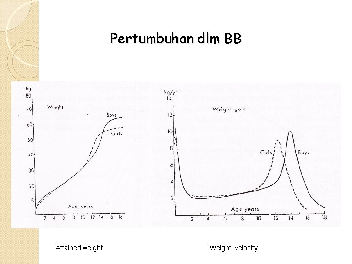 Pertumbuhan dlm BB Attained weight Weight velocity 26 