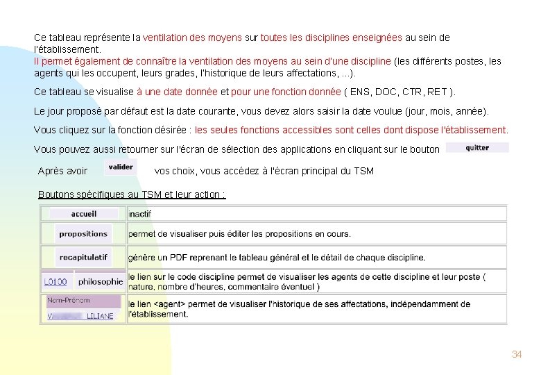 Ce tableau représente la ventilation des moyens sur toutes les disciplines enseignées au sein