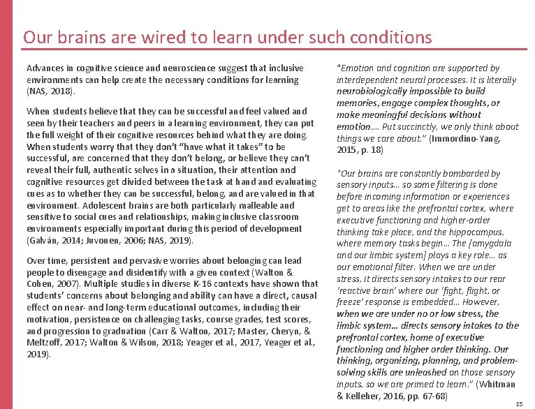 Our brains are wired to learn under such conditions Advances in cognitive science and