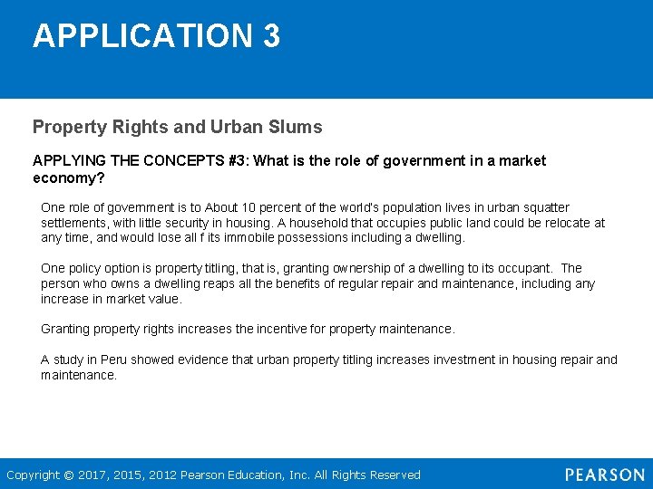 APPLICATION 3 Property Rights and Urban Slums APPLYING THE CONCEPTS #3: What is the