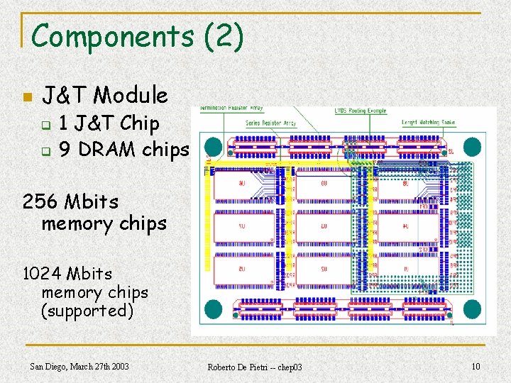 Components (2) n J&T Module q q 1 J&T Chip 9 DRAM chips 256