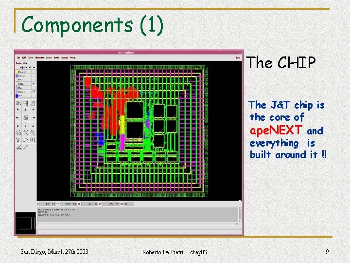 Components (1) The CHIP The J&T chip is the core of ape. NEXT and