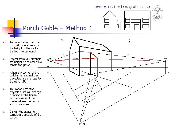 Department of Technological Education To draw the front of the porch it is necessary