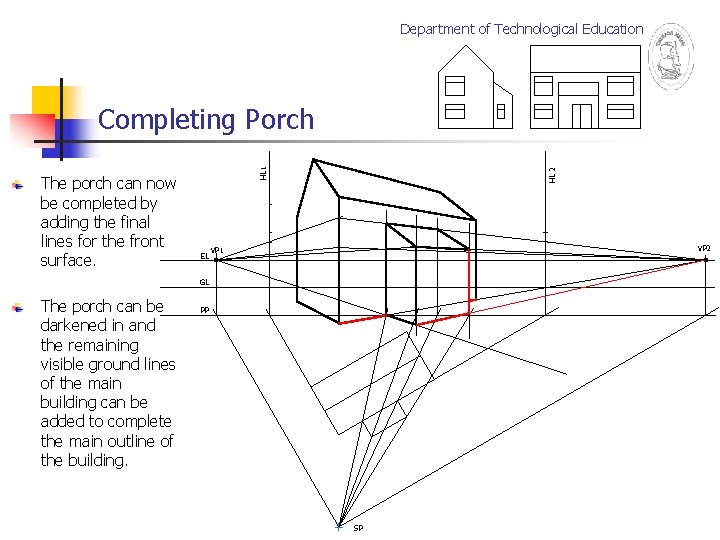 Department of Technological Education EL HL 2 The porch can now be completed by