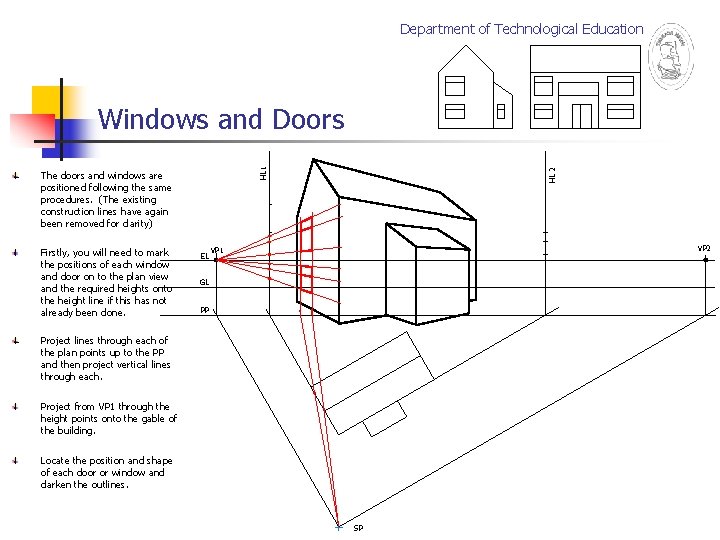 Department of Technological Education The doors and windows are positioned following the same procedures.