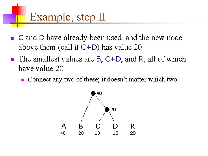 Example, step II n n C and D have already been used, and the