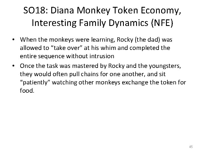 SO 18: Diana Monkey Token Economy, Interesting Family Dynamics (NFE) • When the monkeys