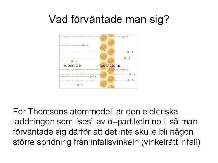 Vad förväntade man sig? För Thomsons atommodell är den elektriska laddningen som “ses” av