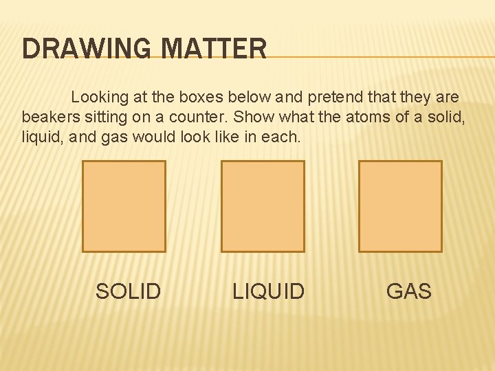 DRAWING MATTER Looking at the boxes below and pretend that they are beakers sitting