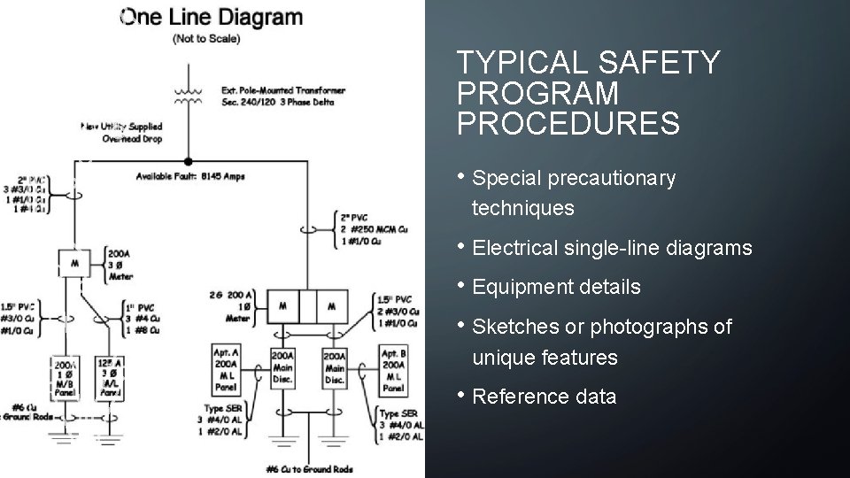 TYPICAL SAFETY PROGRAM PROCEDURES • Special precautionary techniques • Electrical single-line diagrams • Equipment TYPICAL SAFETY PROGRAM PROCEDURES • Special precautionary techniques • Electrical single-line diagrams • Equipment