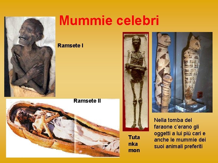 Mummie celebri Ramsete II Tuta nka mon Nella tomba del faraone c’erano gli oggetti