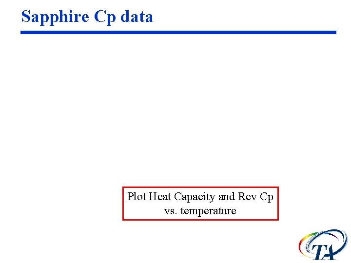 Sapphire Cp data Plot Heat Capacity and Rev Cp vs. temperature Sapphire Cp data Plot Heat Capacity and Rev Cp vs. temperature