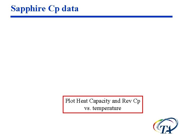 Sapphire Cp data Plot Heat Capacity and Rev Cp vs. temperature 