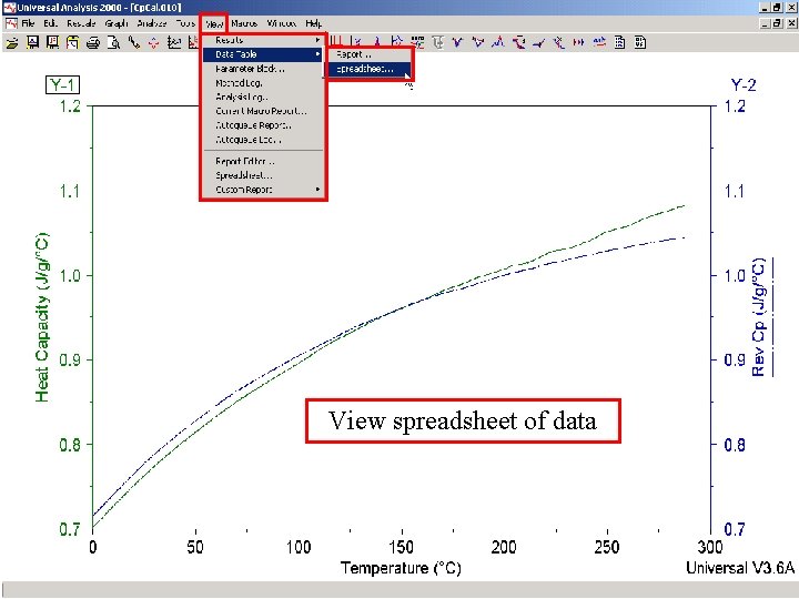 View spreadsheet of data View spreadsheet of data
