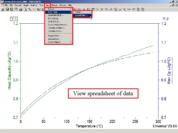 View spreadsheet of data 