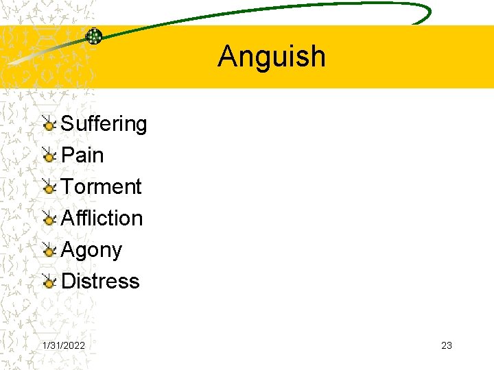 Anguish Suffering Pain Torment Affliction Agony Distress 1/31/2022 23 