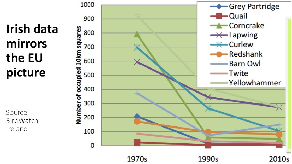 Irish data mirrors the EU picture Source: Bird. Watch Ireland 21 