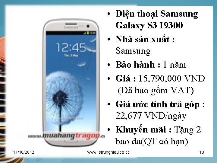  • Điện thoại Samsung Galaxy S 3 I 9300 • Nhà sản xuất