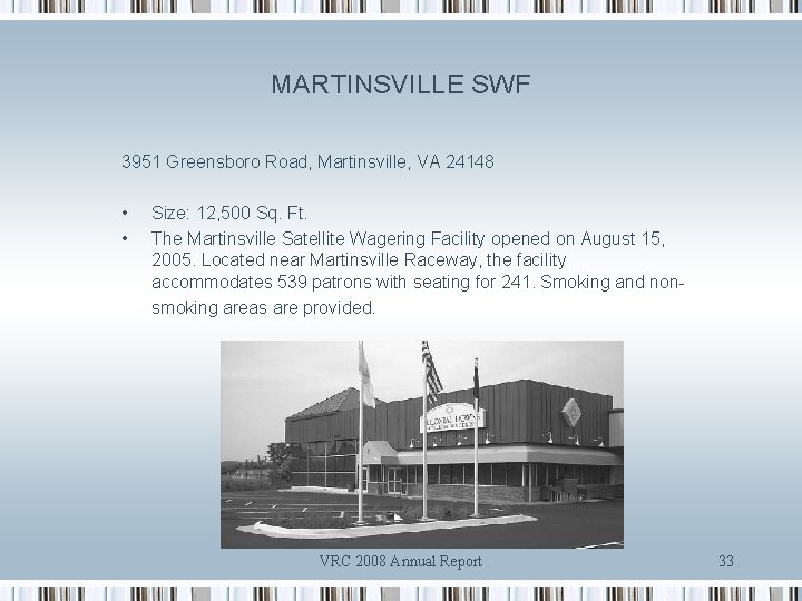 MARTINSVILLE SWF 3951 Greensboro Road, Martinsville, VA 24148 • • Size: 12, 500 Sq.