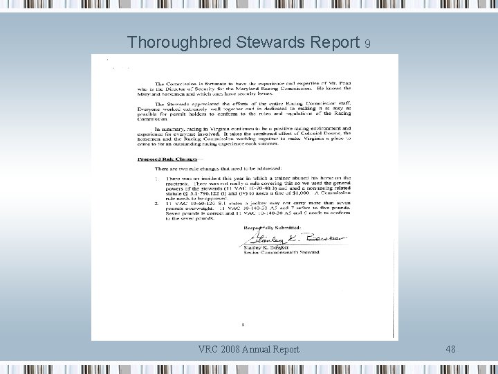 Thoroughbred Stewards Report 9 VRC 2008 Annual Report 48 