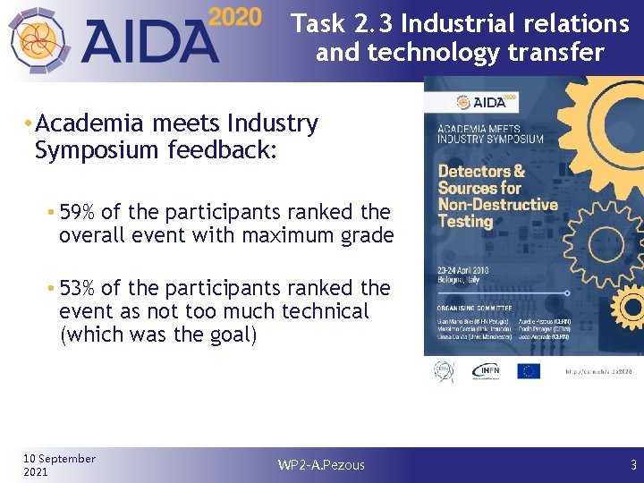 Task 2. 3 Industrial relations and technology transfer • Academia meets Industry Symposium feedback: