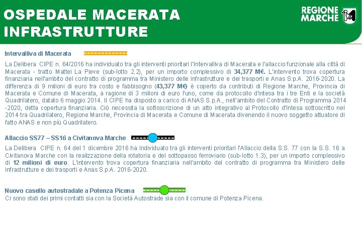 OSPEDALE MACERATA INFRASTRUTTURE Intervalliva di Macerata La Delibera CIPE n. 64/2016 ha individuato tra