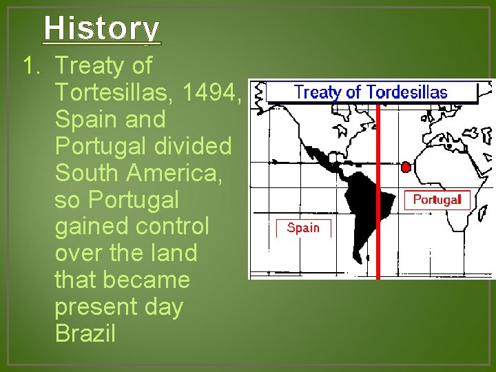 Brazil History 1 Treaty of Tortesillas 1494 Spain