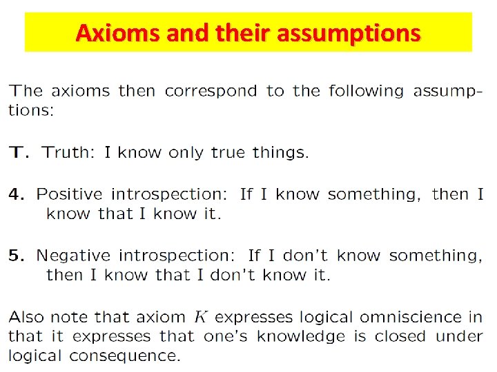 Axioms and their assumptions 