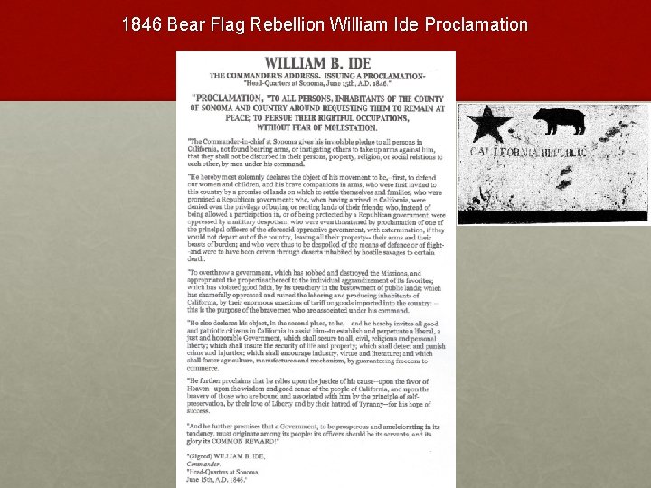 1846 Bear Flag Rebellion William Ide Proclamation 