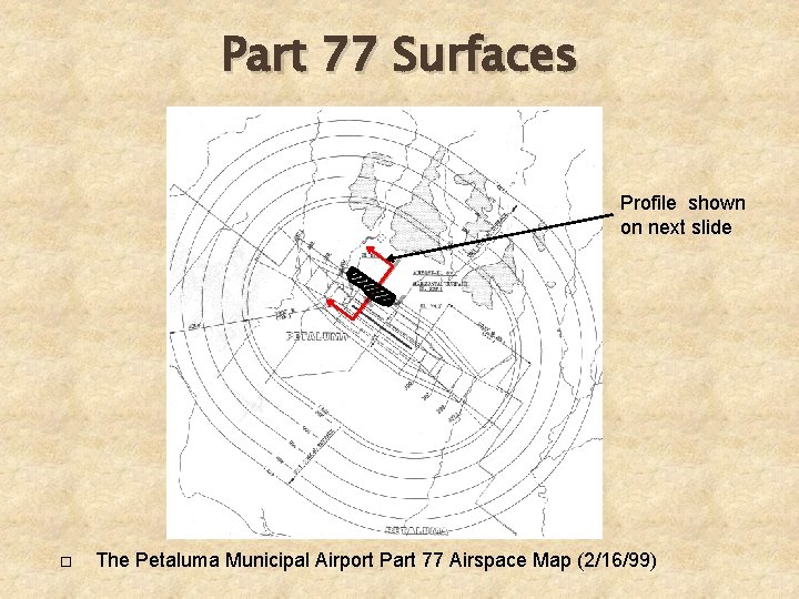Part 77 Surfaces Profile shown on next slide The Petaluma Municipal Airport Part 77