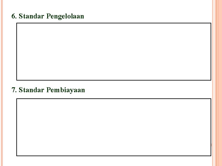 6. Standar Pengelolaan 7. Standar Pembiayaan 