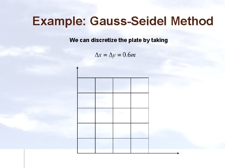 Example: Gauss-Seidel Method We can discretize the plate by taking 