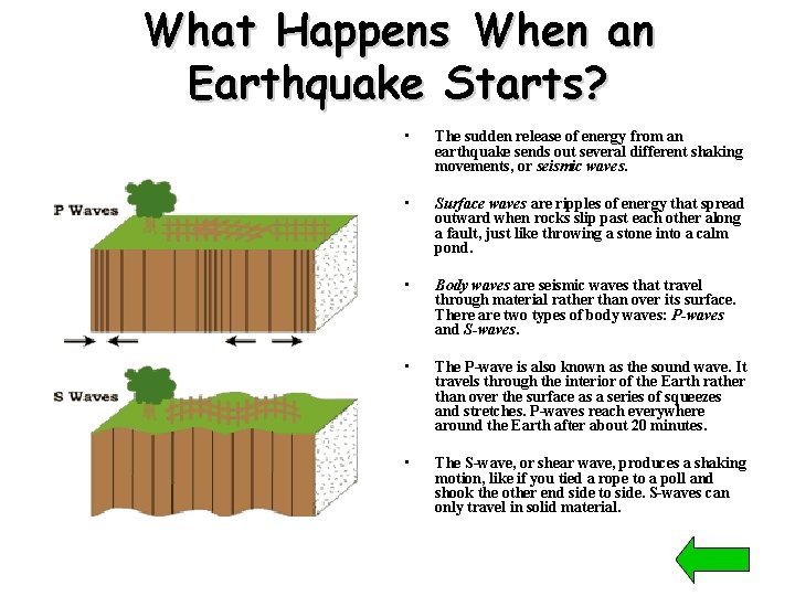 What Happens When an Earthquake Starts? • The sudden release of energy from an