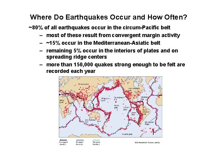 Where Do Earthquakes Occur and How Often? ~80% of all earthquakes occur in the