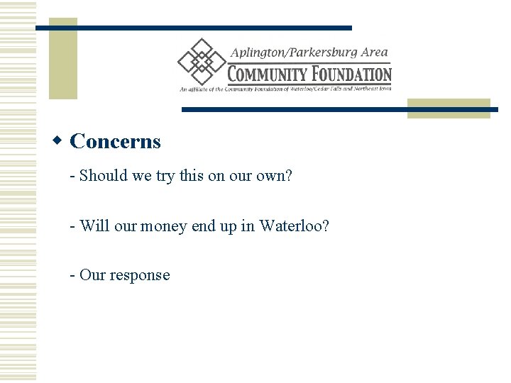 w Concerns - Should we try this on our own? - Will our money