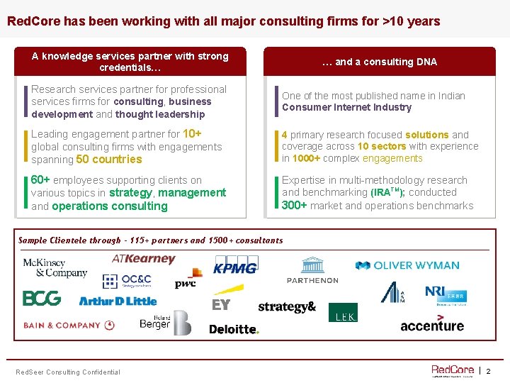 Red. Core has been working with all major consulting firms for >10 years A