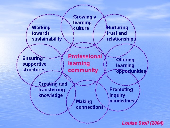 Working towards sustainability Ensuring supportive structures Growing a learning culture Professional learning community Creating