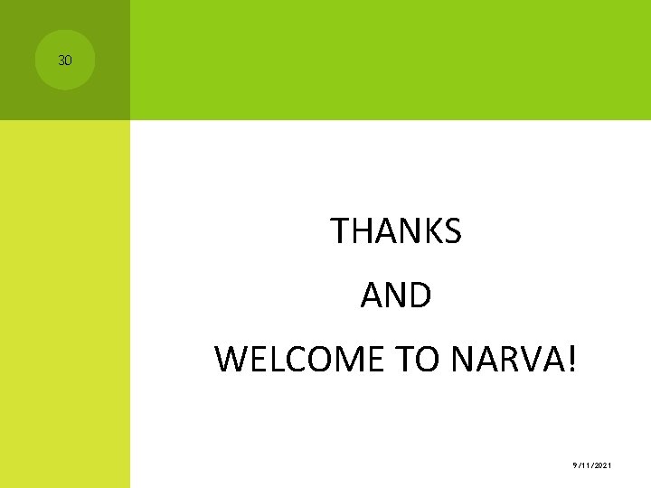 30 THANKS AND WELCOME TO NARVA! 9/11/2021 