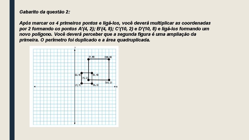 Gabarito da questão 2: Após marcar os 4 primeiros pontos e ligá-los, você deverá