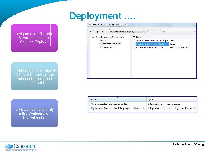 Deployment …. Navigate to the Tutorial. Sample-1 project in Solution Explorer Right click on
