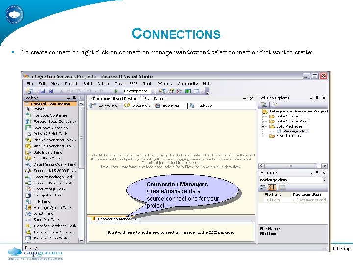 CONNECTIONS § To create connection right click on connection manager window and select connection