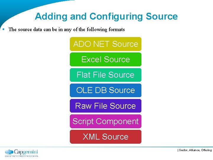 Adding and Configuring Source § The source data can be in any of the