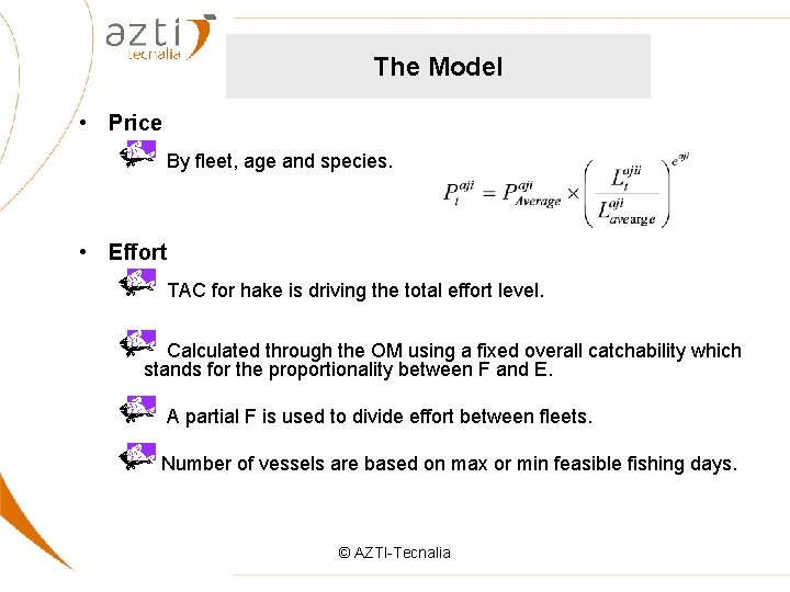 The Model • Price By fleet, age and species. • Effort TAC for hake