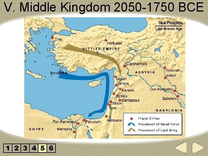 V. Middle Kingdom 2050 -1750 BCE 1 2 3 4 5 6 