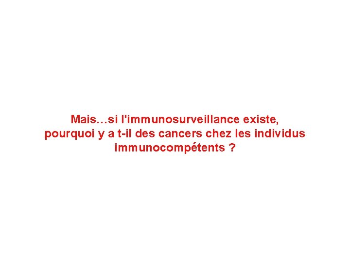 Mais…si l'immunosurveillance existe, pourquoi y a t-il des cancers chez les individus immunocompétents ?