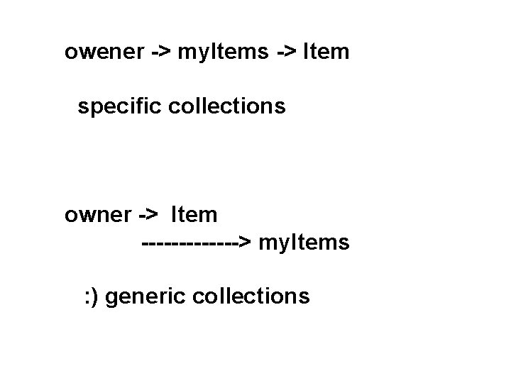 owener -> my. Items -> Item specific collections owner -> Item -------> my. Items