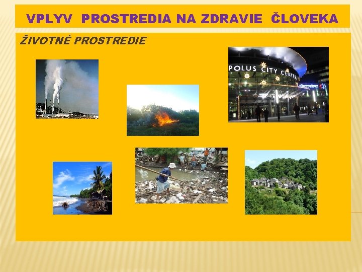 VPLYV PROSTREDIA NA ZDRAVIE ČLOVEKA ŽIVOTNÉ PROSTREDIE 