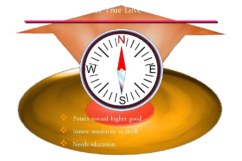 Conscience – Guides True Love v Points toward higher good v Innate sensitivity to