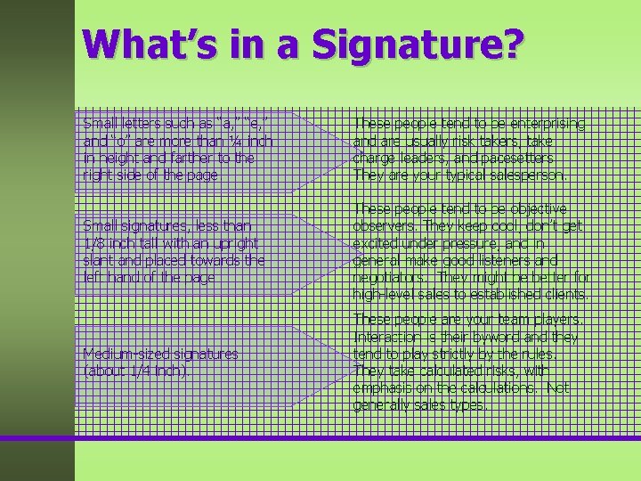 What’s in a Signature? Small letters such as “a, ” “e, ” and “o”