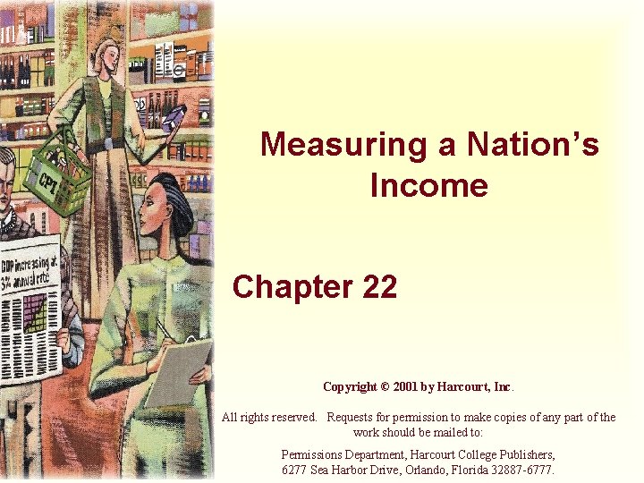 Measuring a Nation’s Income Chapter 22 Copyright © 2001 by Harcourt, Inc. All rights